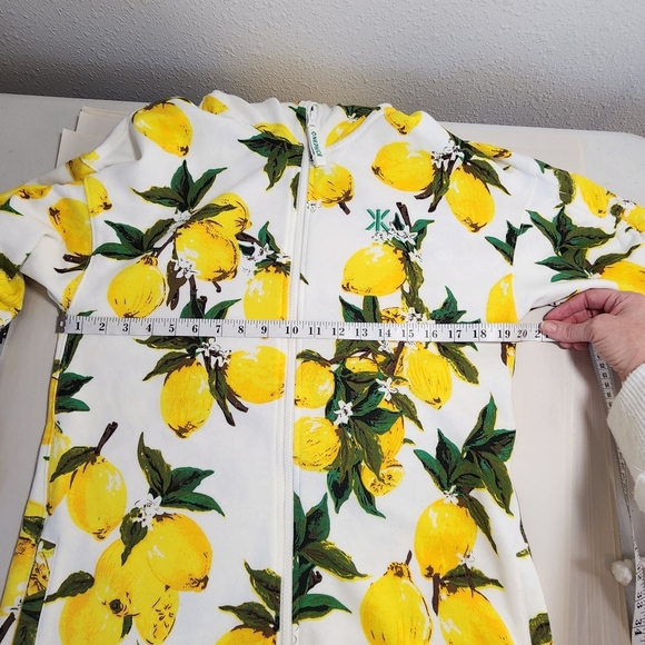 Onepiece Lemon Print Women's Jumpsuit Shorts Hooded Sipper Onesie Size Medium - Picture 11 of 12